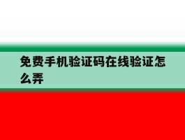 免费手机验证码在线验证怎么弄