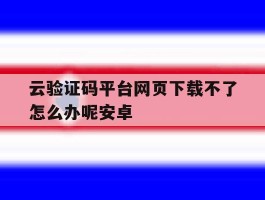 云验证码平台网页下载不了怎么办呢安卓