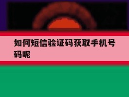 如何短信验证码获取手机号码呢