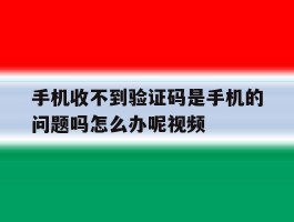 手机收不到验证码是手机的问题吗怎么办呢视频