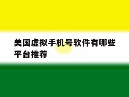 美国虚拟手机号软件有哪些平台推荐
