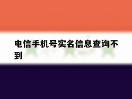 电信手机号实名信息查询不到