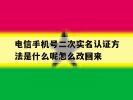 电信手机号二次实名认证方法是什么呢怎么改回来