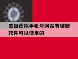 美国虚拟手机号网站有哪些软件可以使用的