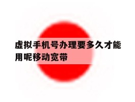 虚拟手机号办理要多久才能用呢移动宽带