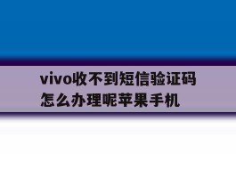 vivo收不到短信验证码怎么办理呢苹果手机