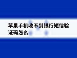 苹果手机收不到银行短信验证码怎么