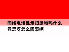 网络电话显示归属地吗什么意思呀怎么回事啊