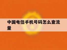 中国电信手机号码怎么查流量