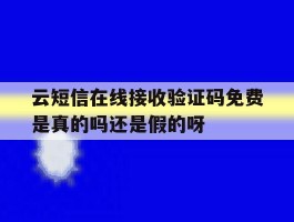 云短信在线接收验证码免费是真的吗还是假的呀