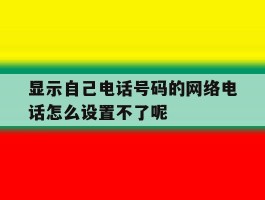 显示自己电话号码的网络电话怎么设置不了呢