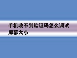 手机收不到验证码怎么调试屏幕大小