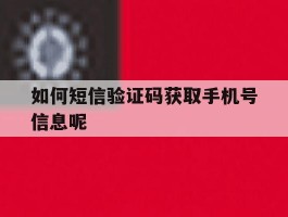 如何短信验证码获取手机号信息呢