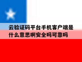云验证码平台手机客户端是什么意思啊安全吗可靠吗