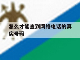怎么才能查到网络电话的真实号码