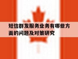 短信群发服务业务有哪些方面的问题及对策研究