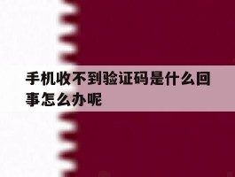 手机收不到验证码是什么回事怎么办呢