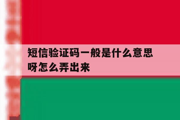 短信验证码一般是什么意思呀怎么弄出来 短信验证码一般是什么意思呀怎么弄出来