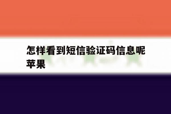 怎样看到短信验证码信息呢苹果 怎样看到短信验证码信息呢苹果