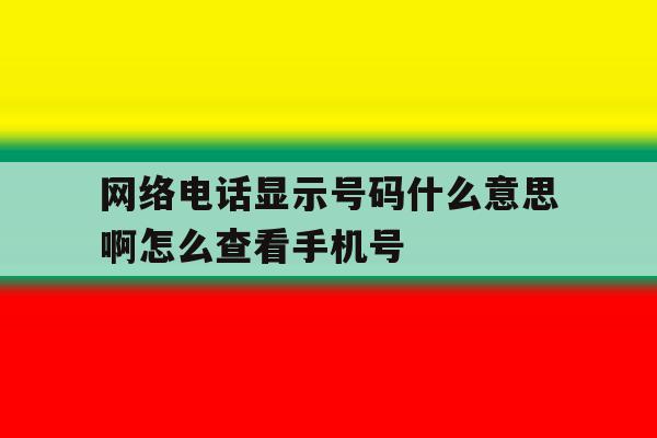网络电话显示号码什么意思啊怎么查看手机号 网络电话显示号码什么意思啊怎么查看手机号