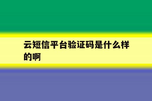 云短信平台验证码是什么样的啊 云短信平台验证码是什么样的啊