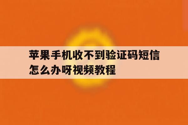 苹果手机收不到验证码短信怎么办呀视频教程 苹果手机收不到验证码短信怎么办呀视频教程