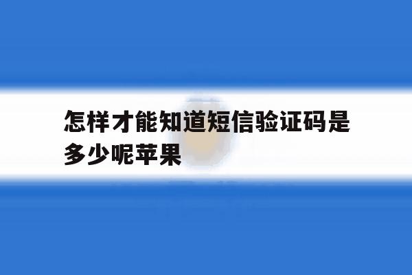 怎样才能知道短信验证码是多少呢苹果 怎样才能知道短信验证码是多少呢苹果