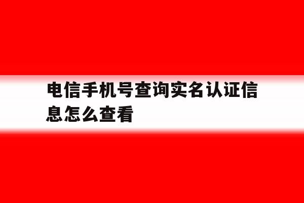 电信手机号查询实名认证信息怎么查看 电信手机号查询实名认证信息怎么查看