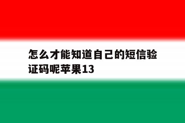 怎么才能知道自己的短信验证码呢苹果13 怎么才能知道自己的短信验证码呢苹果13