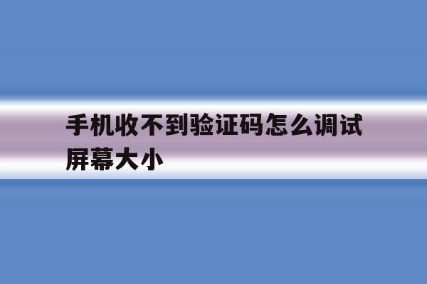 手机收不到验证码怎么调试屏幕大小 手机收不到验证码怎么调试屏幕大小