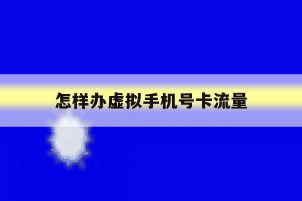 怎样办虚拟手机号卡流量 怎样办虚拟手机号卡流量
