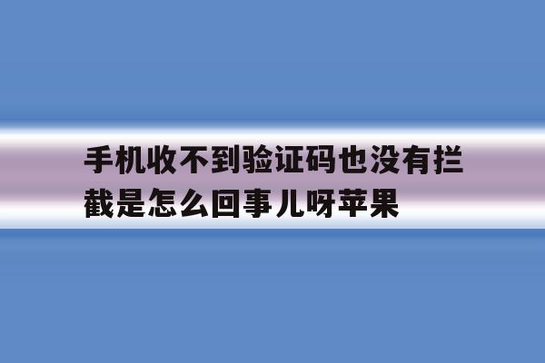 手机收不到验证码也没有拦截是怎么回事儿呀苹果 手机收不到验证码也没有拦截是怎么回事儿呀苹果