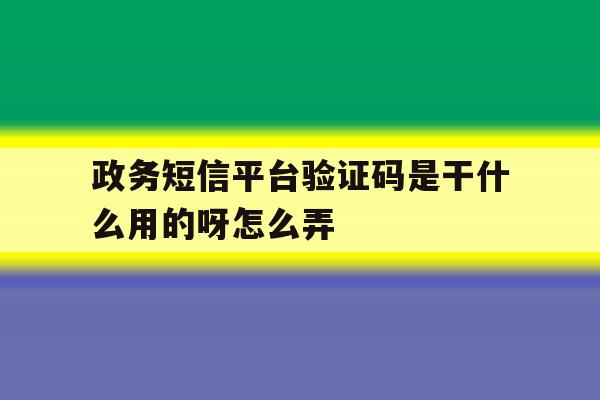 政务短信平台验证码是干什么用的呀怎么弄 政务短信平台验证码是干什么用的呀怎么弄