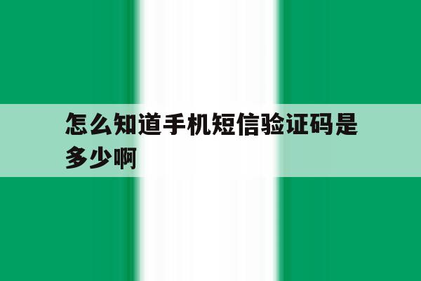 怎么知道手机短信验证码是多少啊 怎么知道手机短信验证码是多少啊