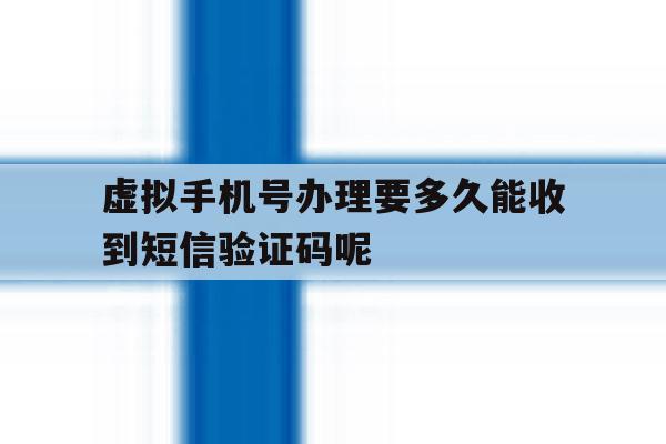 虚拟手机号办理要多久能收到短信验证码呢 虚拟手机号办理要多久能收到短信验证码呢