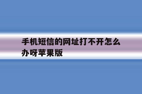 手机短信的网址打不开怎么办呀苹果版 手机短信的网址打不开怎么办呀苹果版