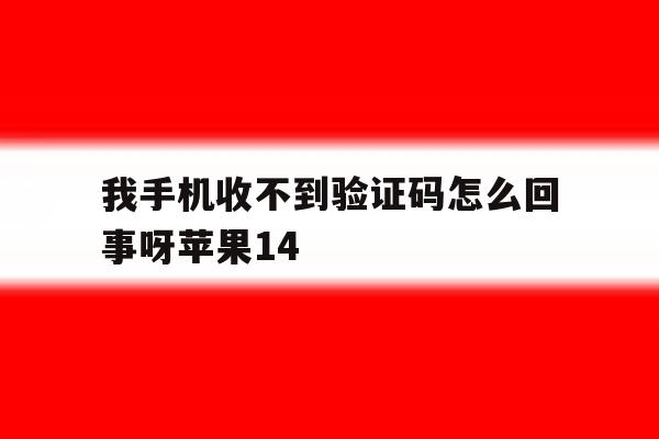 我手机收不到验证码怎么回事呀苹果14 我手机收不到验证码怎么回事呀苹果14
