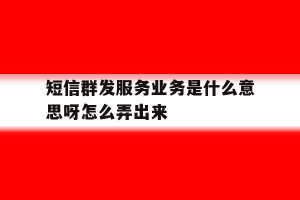 短信群发服务业务是什么意思呀怎么弄出来 短信群发服务业务是什么意思呀怎么弄出来