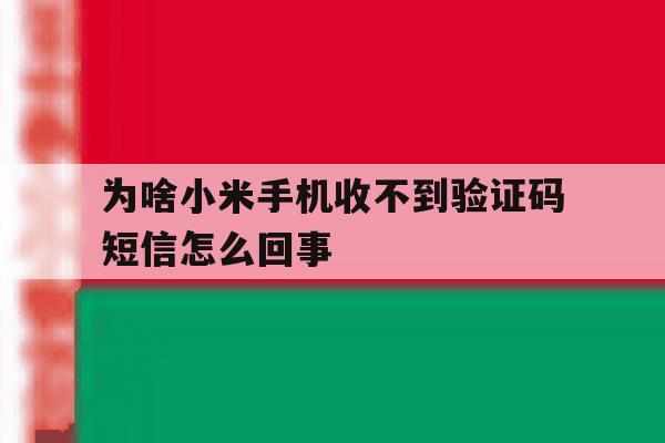 为啥小米手机收不到验证码短信怎么回事 为啥小米手机收不到验证码短信怎么回事