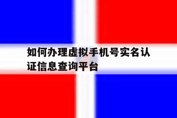 如何办理虚拟手机号实名认证信息查询平台 如何办理虚拟手机号实名认证信息查询平台